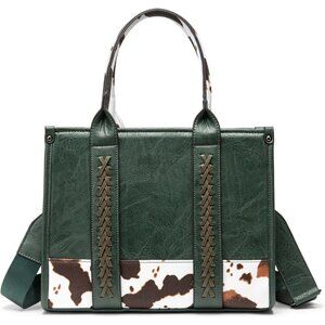 Women’s Green Crocodile Pattern Satchel Set | Stylish Tote & Purse Bags